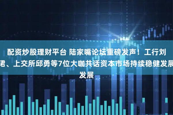 配资炒股理财平台 陆家嘴论坛重磅发声！工行刘珺、上交所邱勇等7位大咖共话资本市场持续稳健发展
