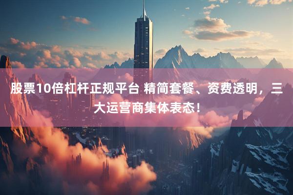 股票10倍杠杆正规平台 精简套餐、资费透明,三大运营商集体表态!